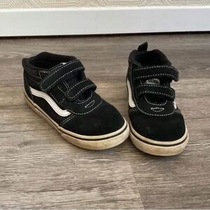 Vans Kids Black and White Velcro Sneakers